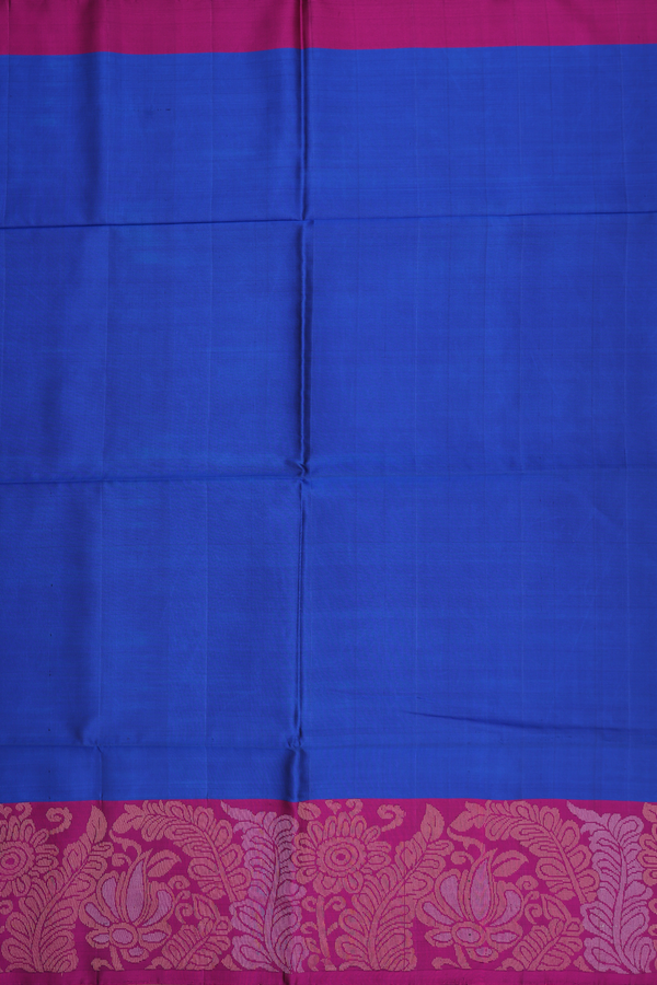 Soft Silk Saree In Plain Royal Blue With Contrast Border