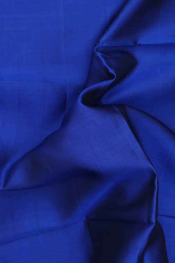 Soft Silk Saree In Plain Royal Blue With Contrast Border