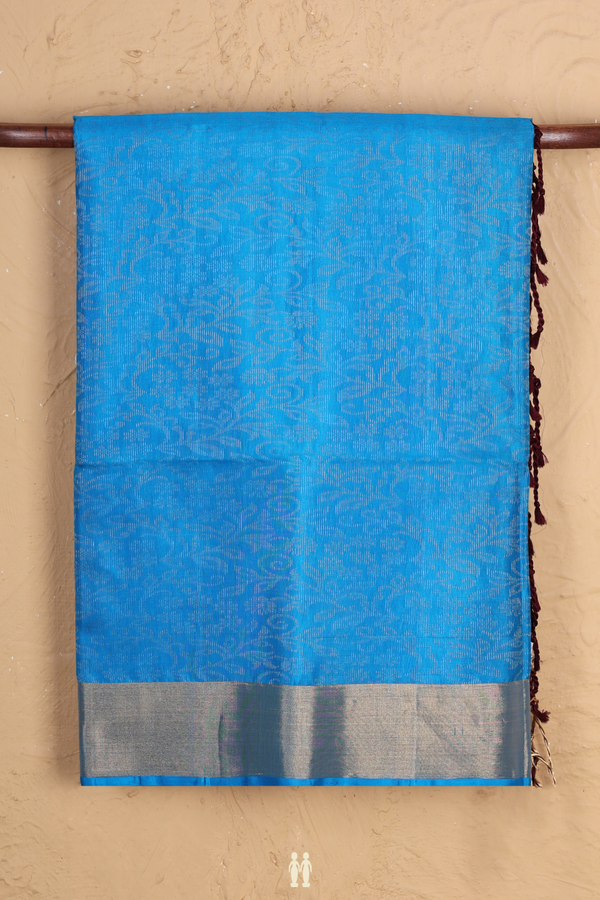 Soft Silk Saree In Blue With Brocade Design