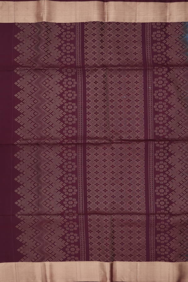 Soft Silk Saree In Blue With Brocade Design