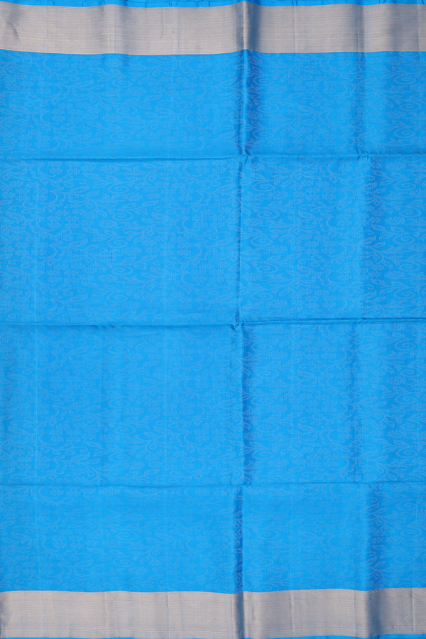 Soft Silk Saree In Blue With Brocade Design