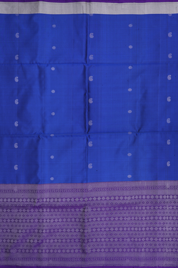 Soft Silk Saree In Royal Blue With Paisley Buttas