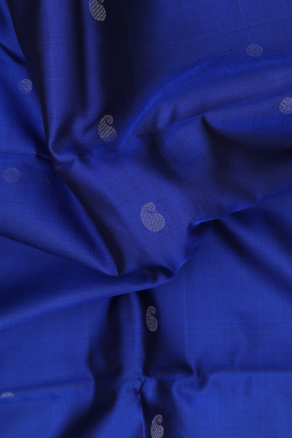 Soft Silk Saree In Royal Blue With Paisley Buttas