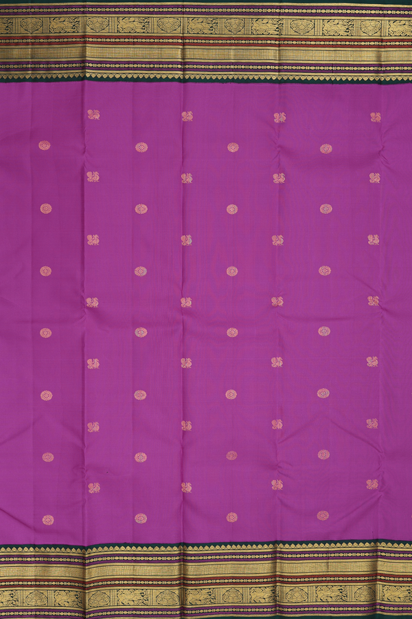 Kanchipuram Silk Saree In Orchid Purple With Peacock Buttas