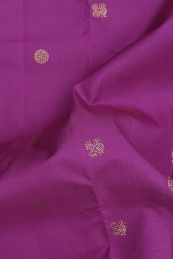 Kanchipuram Silk Saree In Orchid Purple With Peacock Buttas