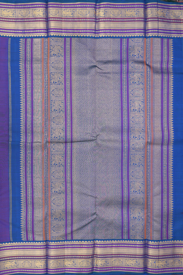Kanchipuram Silk Saree In Scarlet Red With Peacock Buttas