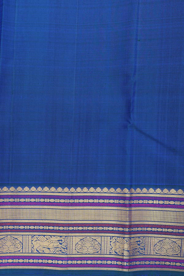 Kanchipuram Silk Saree In Scarlet Red With Peacock Buttas