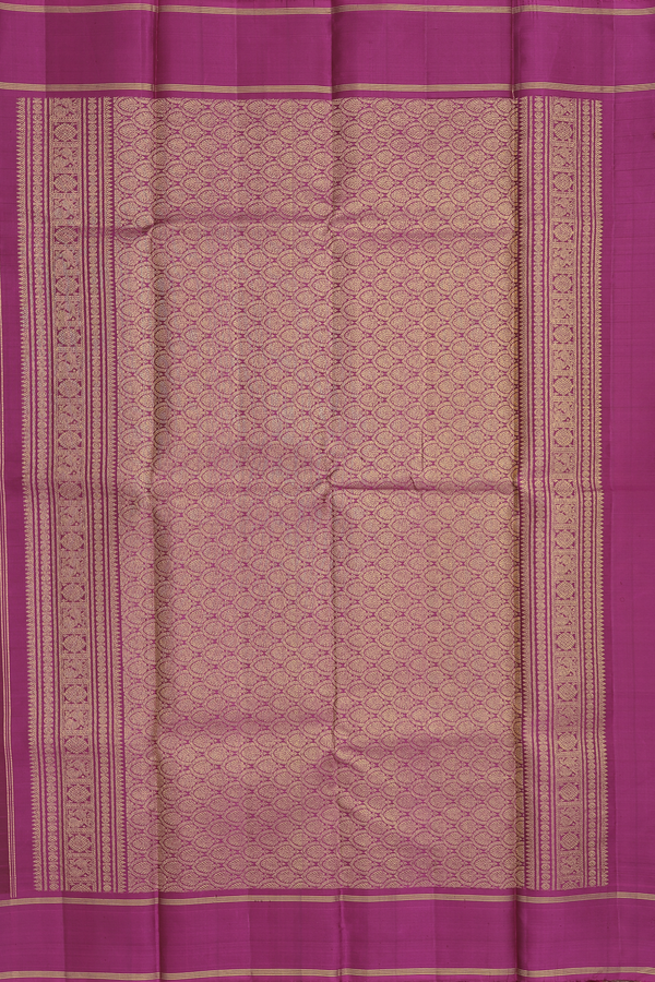 Kanchipuram Silk Saree In Ruby Red With Checks Along Buttas