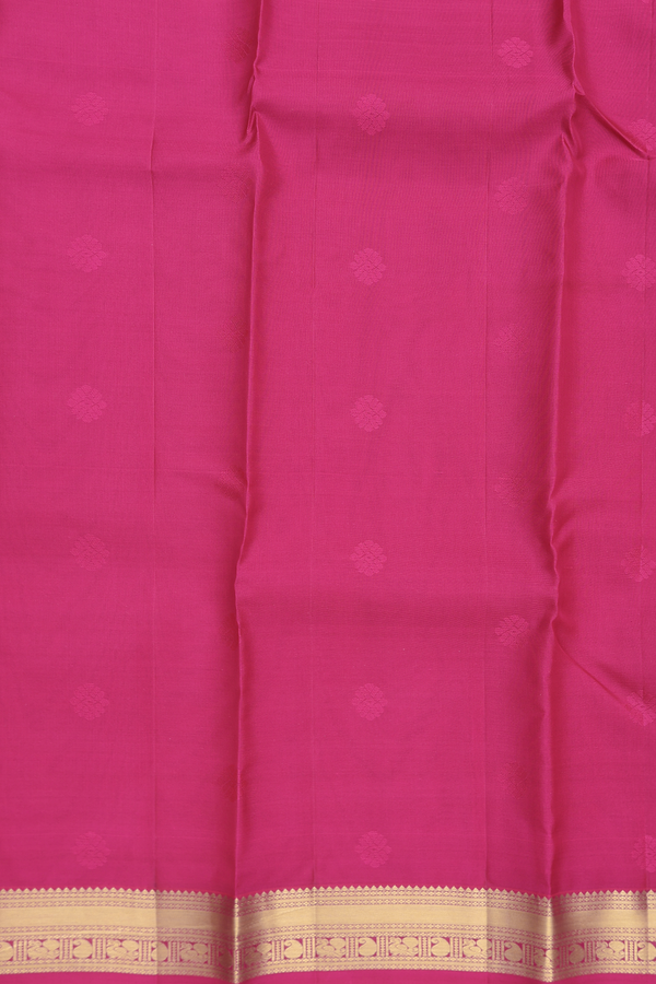 Kanchipuram Silk Saree In Rani Pink With Floral Buttas