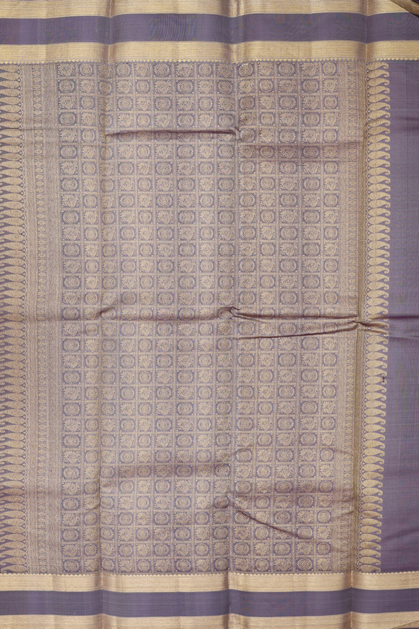 Kanchipuram Silk Saree In Light Blush Pink With Checks Design