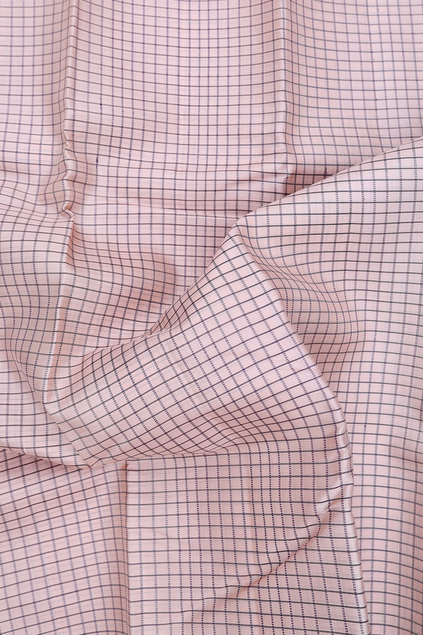 Kanchipuram Silk Saree In Light Blush Pink With Checks Design