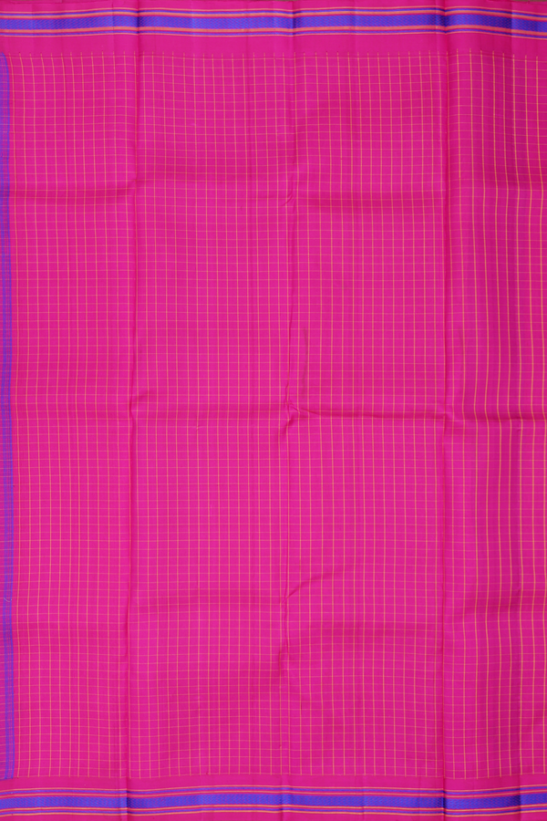 Kanchipuram Silk Saree In Indigo Blue With Checks Design