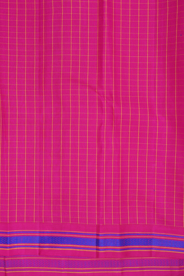Kanchipuram Silk Saree In Indigo Blue With Checks Design