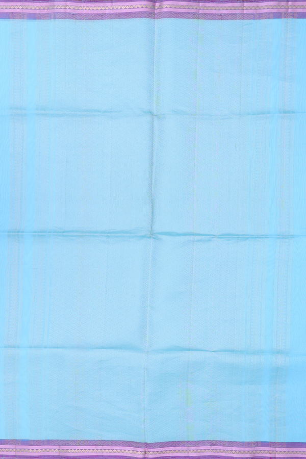 Linen Saree In Blue With Floral Design
