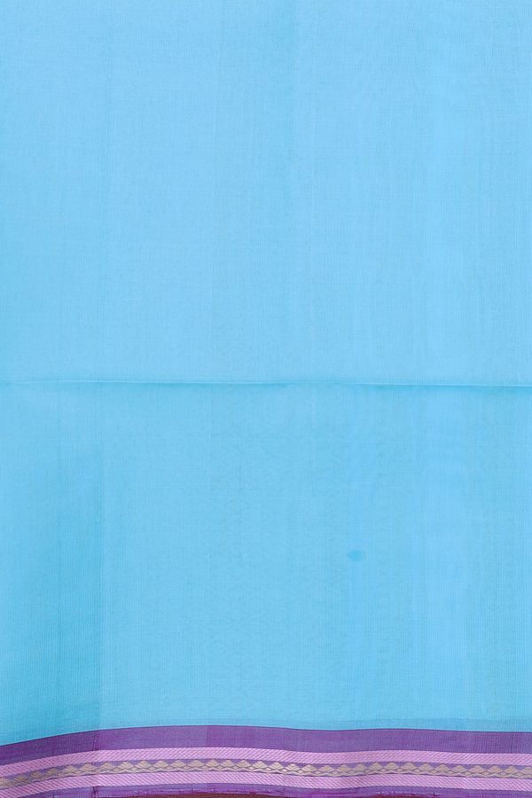 Linen Saree In Blue With Floral Design