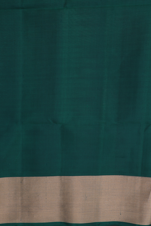 Soft Silk Saree In Forest Green With Rudraksh Buttis