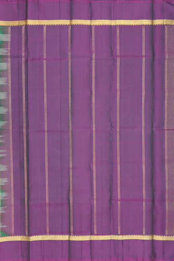 Kanchipuram Silk Saree In Emerald Green With Stripes Design