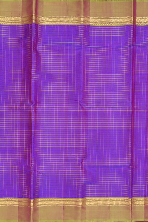 Kanchipuram Silk Saree In Purple With Checks Design