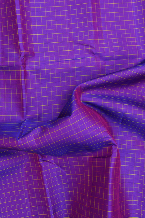 Kanchipuram Silk Saree In Purple With Checks Design