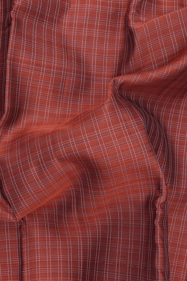Kanchipuram Silk Saree In Brown With Checks Design