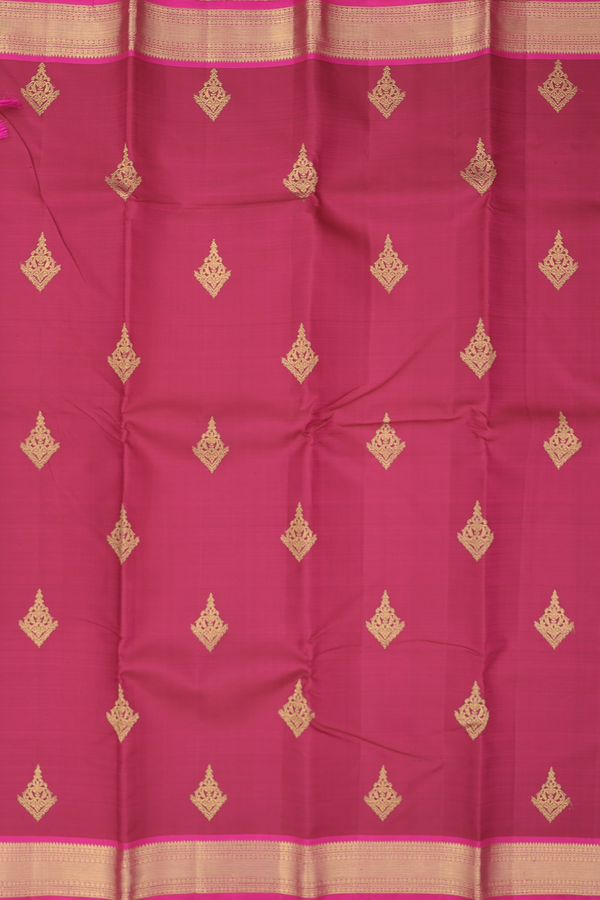 Kanchipuram Silk Saree In Crimson Red With Zari Buttas