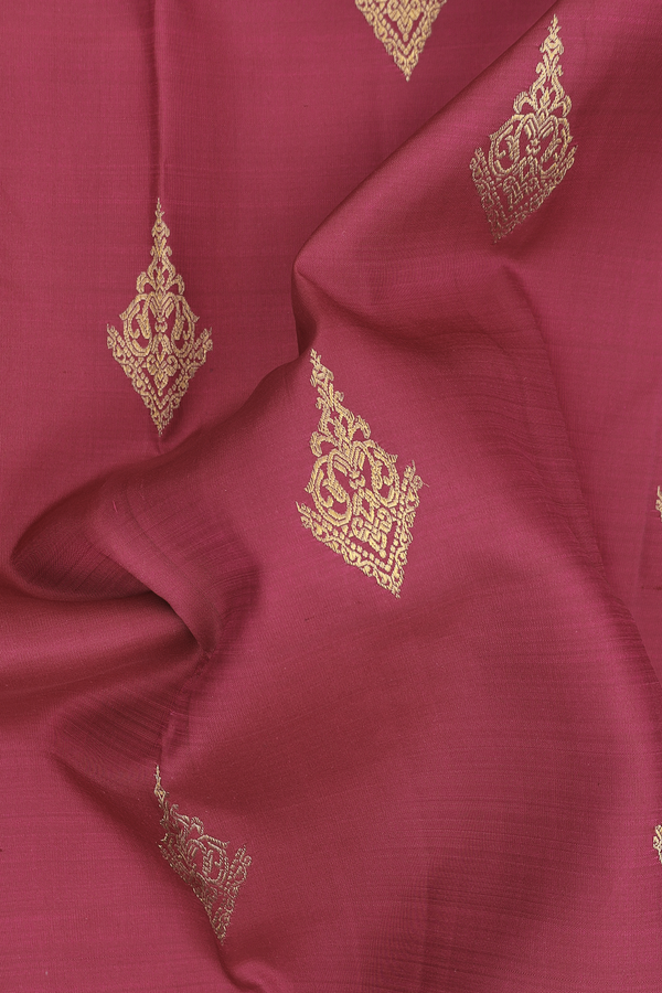 Kanchipuram Silk Saree In Crimson Red With Zari Buttas