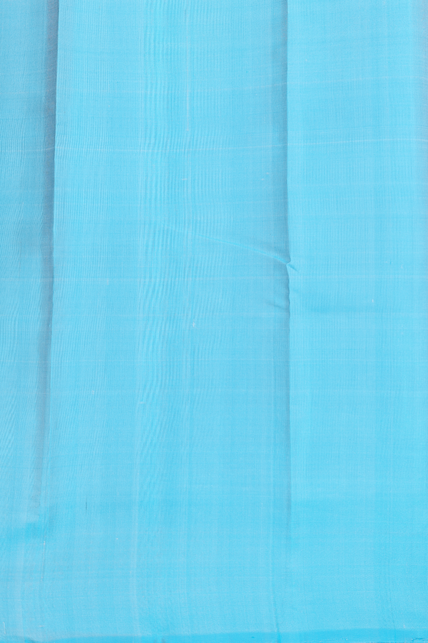 Kanchipuram Silk Saree In White And Blue With Stripes Design