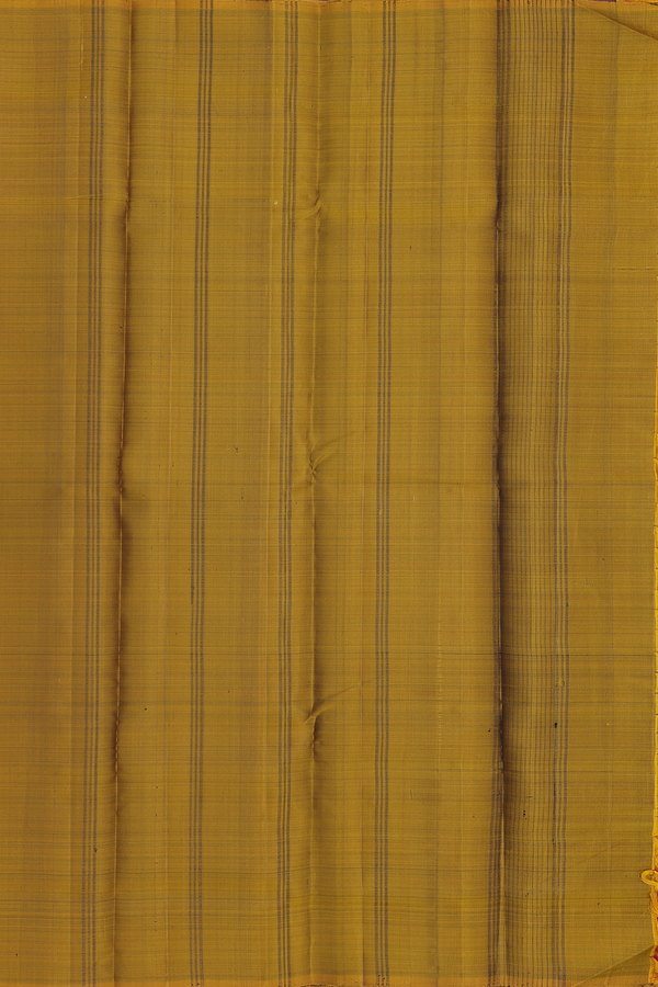 Kanchipuram Silk Saree In Red And Brown With Stripes Design