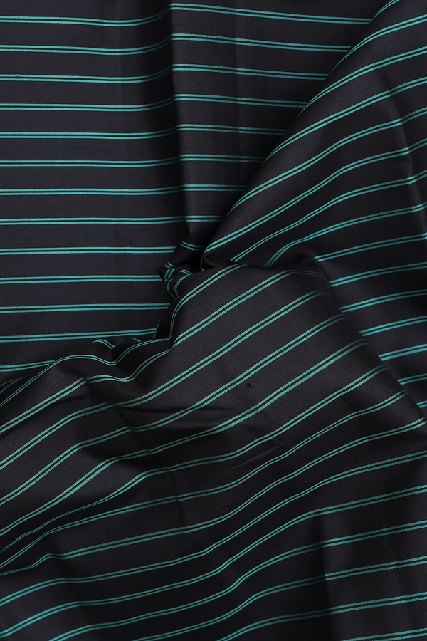 Kanchipuram Silk Saree In Black With Stripes Design