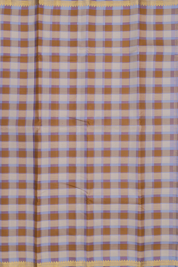 Kanchipuram Silk Saree In Shades Of Brown With Checks Design
