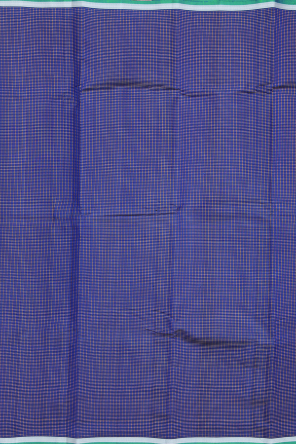 Kanchipuram Silk Saree In Navy Blue With Checks Design