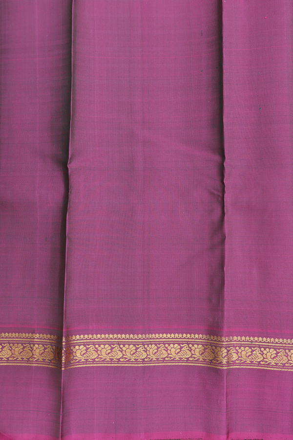 Kanchipuram Silk Saree In Forest Green With Checks Design