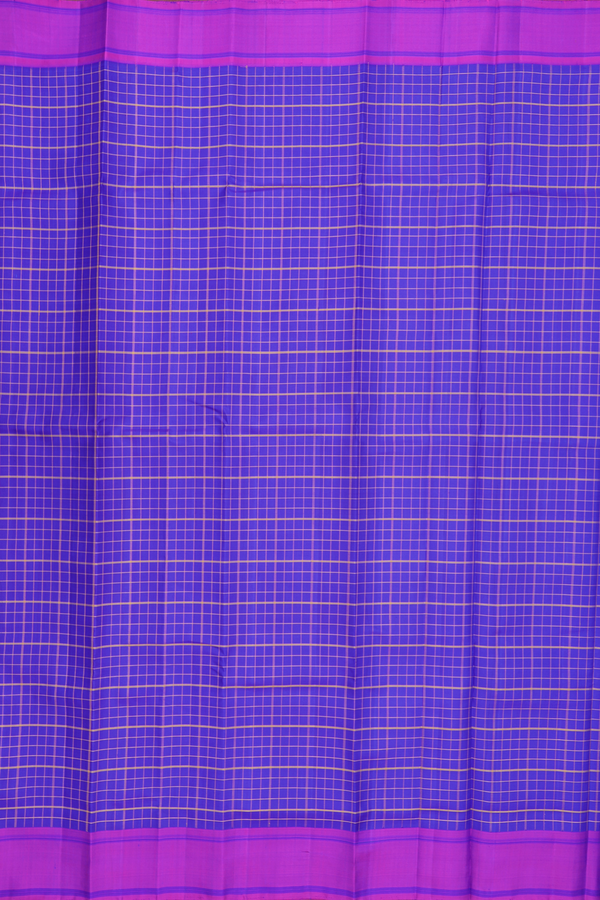 Kanchipuram Silk Saree In Royal Blue With Checks Design