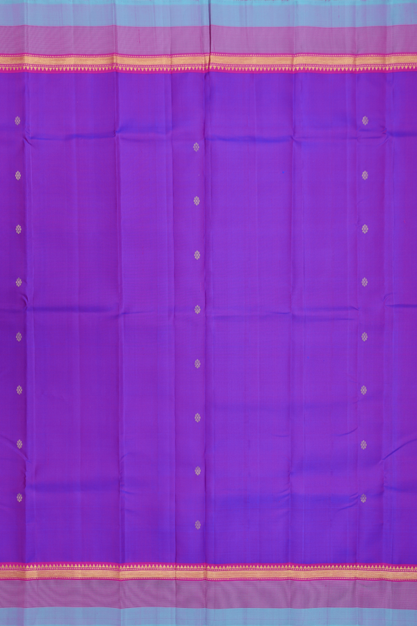Kanchipuram Silk Saree In Purple With Floral Buttas