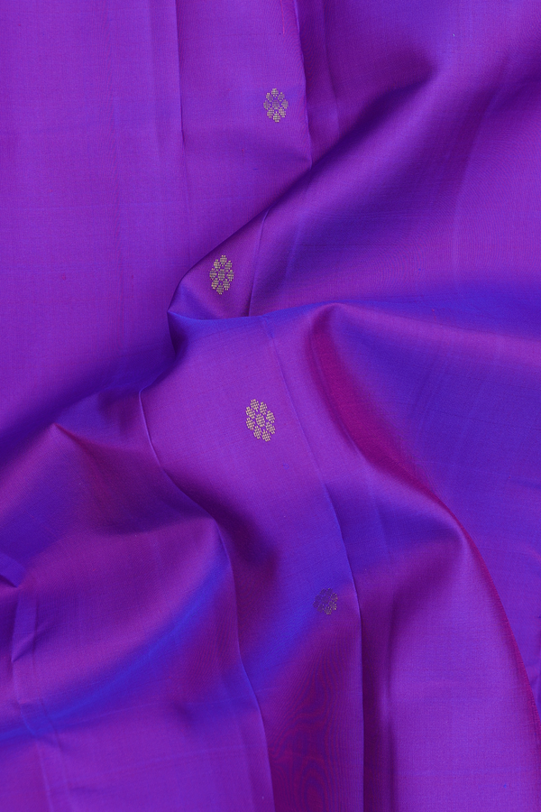 Kanchipuram Silk Saree In Purple With Floral Buttas