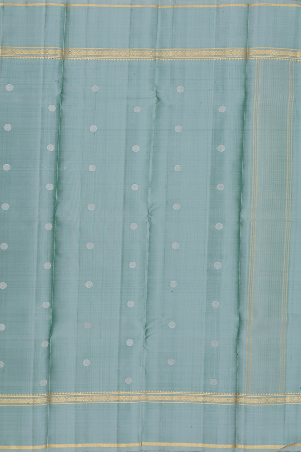 Kanchipuram Silk Saree In Forest Green With Checks Design