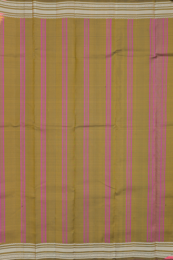 Kanchipuram Silk Saree In Yellow With Checks Design