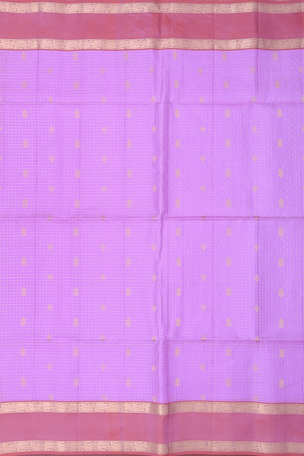 Soft Silk Saree In Lavender With Checks Design