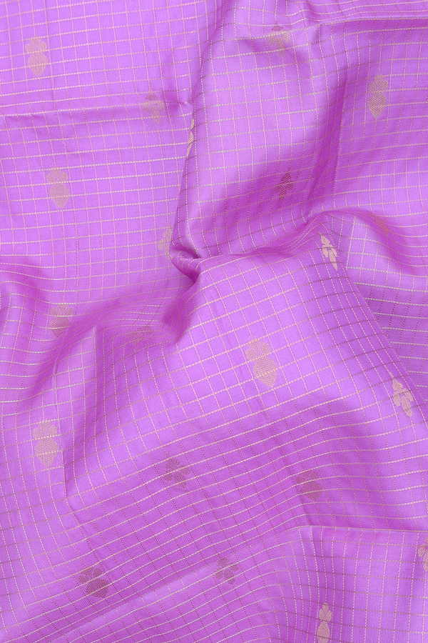 Soft Silk Saree In Lavender With Checks Design