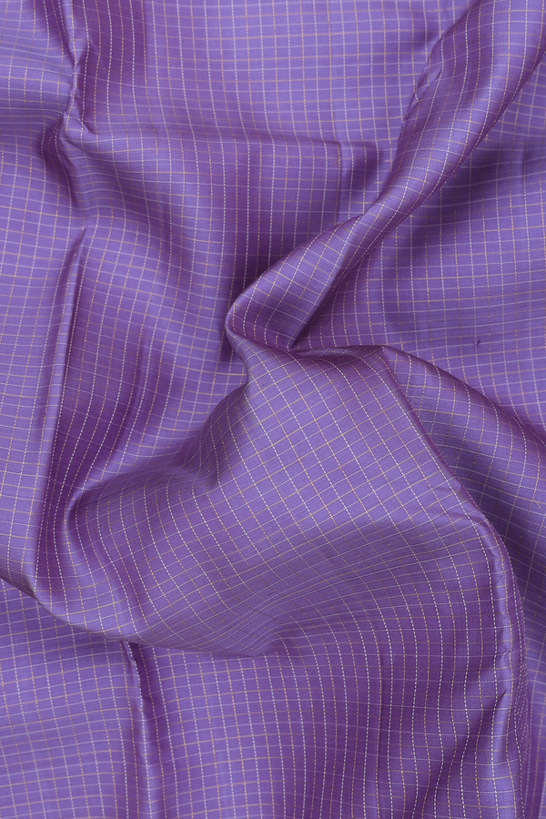 Kanchipuram Silk Saree In Bluish Purple With Checks Design