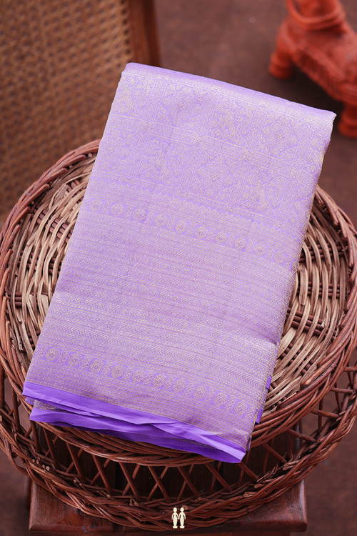 Kanchipuram Silk Saree In Light Violet With Brocade Design