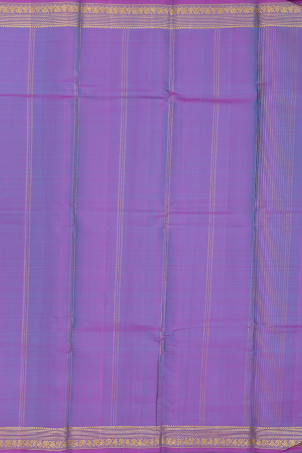 Kanchipuram Silk Saree In Blue With Stripes Design