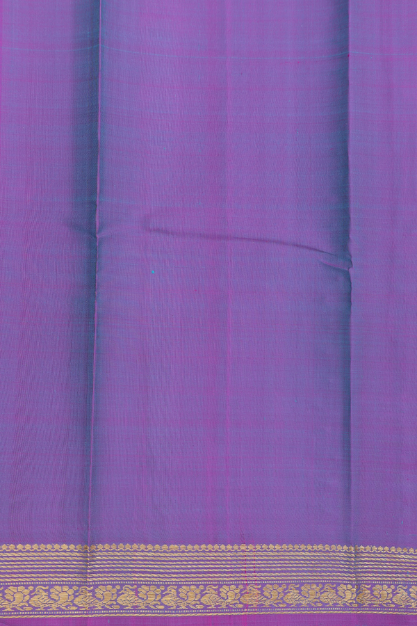 Kanchipuram Silk Saree In Blue With Stripes Design