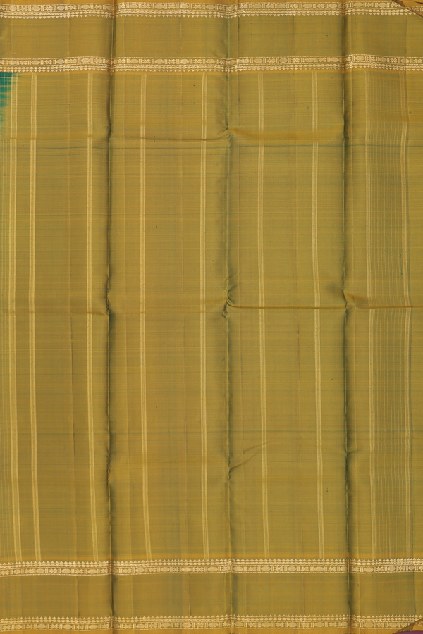 Kanchipuram Silk Saree In Forest Green With Checks Design