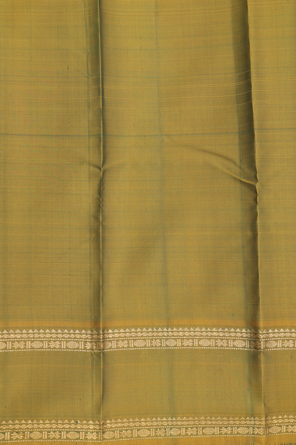 Kanchipuram Silk Saree In Forest Green With Checks Design