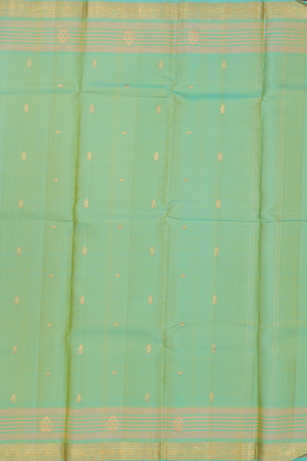 Kanchipuram Silk Saree In Yellow With Checks Design