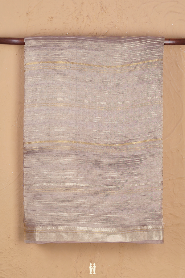 Organza Silk Saree In Dusty Lavender With Stripes Design