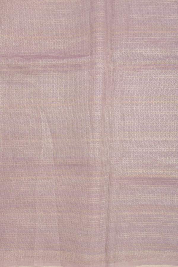 Organza Silk Saree In Dusty Lavender With Stripes Design