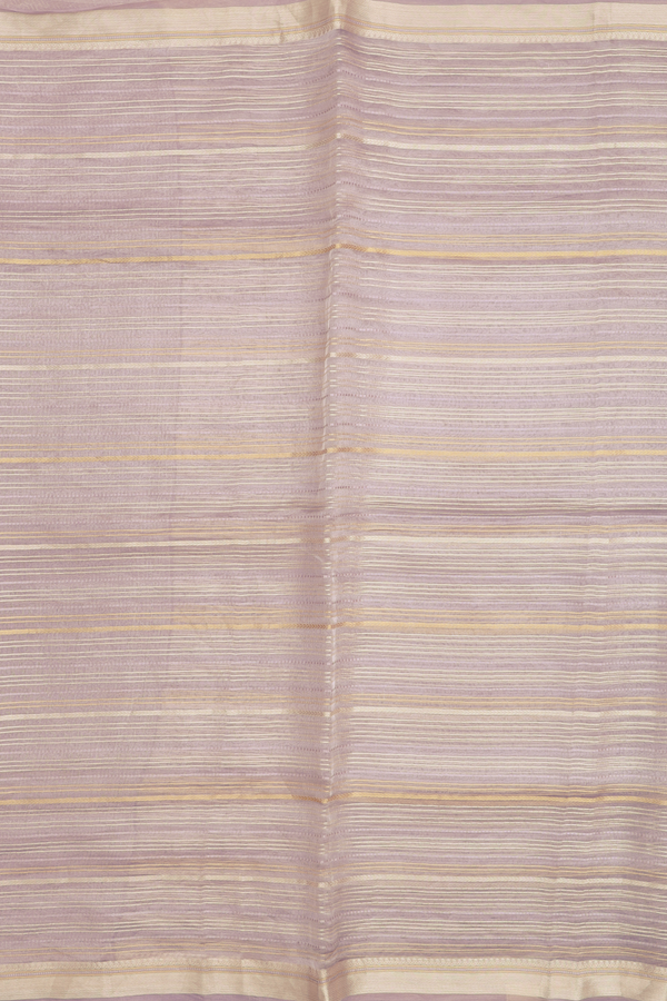 Organza Silk Saree In Dusty Lavender With Stripes Design