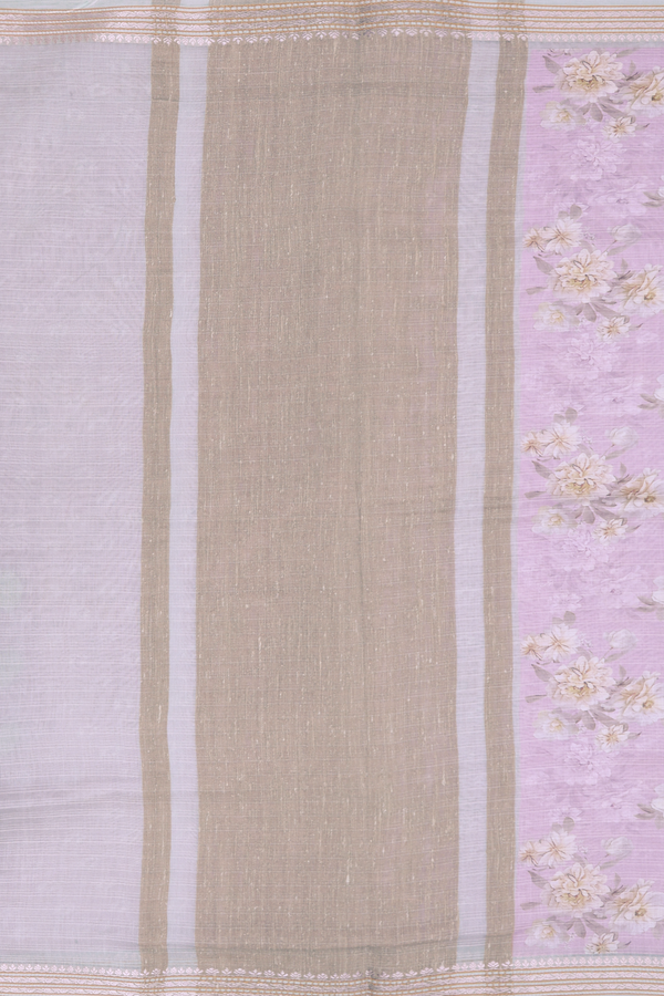 Chanderi Silk Cotton Saree In Light Lavender With Floral Design